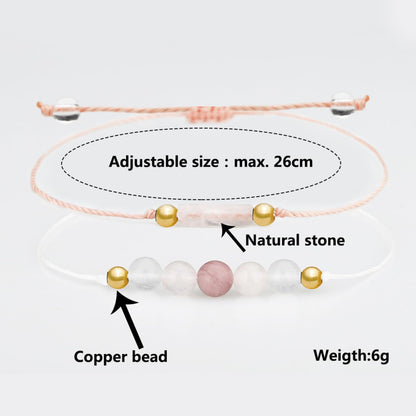 IQIC Handmade Fertility & Pregnancy Bracelet with Natural Rose Quartz, Aquamarine & Moonstone, Healing Crystal Bracelet for Pregnant Women, Comes with Blessing Card for Safe Delivery & New Beginnings