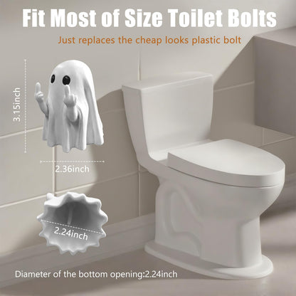 Funny Ghost Toilet Bolt Covers Decorative Toilet Screw Cover Caps, Toilet Caps for Bottom of Toilet, Halloween Cute Toilet Bowl Bolt Covers for Bathroom Decor, Cute Halloween Decor,2-Pack (White)