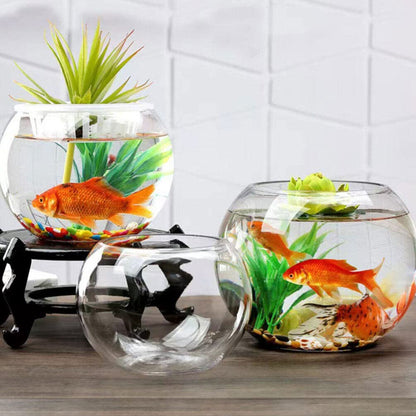 Yardwe Round Fish Bowl 5.90X5.90X4.52 Inch Clear Glass Fishbowl for Small Fish Plants Terrarium Vase Home Office Decor