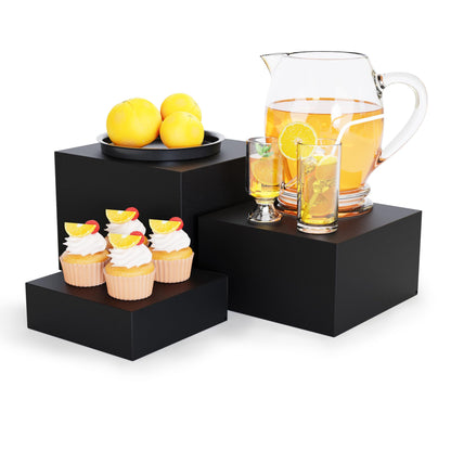 NEETBU Metal Display Stands for Buffet Table - Black & White Cake Risers, Cupcake Stand for Wedding, Party, Catering Supplies, Elegant Food Risers for Displaywith 3Pcs Hollow Bottoms 6''x7''x8''