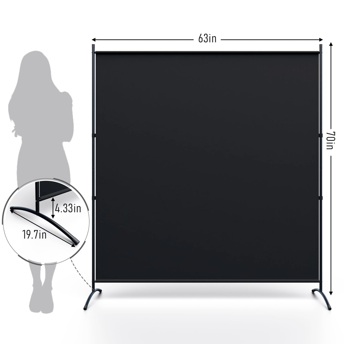 Room Divider 63''W x 71''H Large Single Panel, Privacy Screen for Room Partitions, Portable Room Divider Screen for Room Separtion, Freestanding Fabric Wall Divider for Office, School, Room Separator