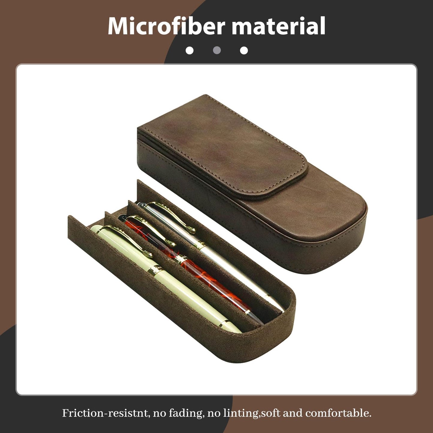 MIVLXLX Leather Triple Pen Case Pencil Pouch Holder for Three Fountain Ballpoint Rollerball Pens and Pencils Gift Choice for Man/Woman/Office (gray)