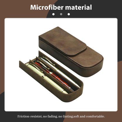 MIVLXLX Leather Triple Pen Case Pencil Pouch Holder for Three Fountain Ballpoint Rollerball Pens and Pencils Gift Choice for Man/Woman/Office (gray)