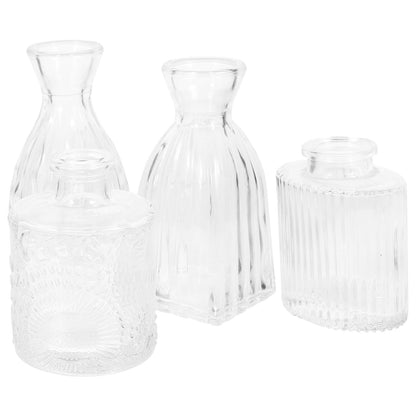JECOMPRIS 4pcs Creative Glass Flower Vases Set, Unique Indoor Terrarium Vase for Desktop Home Décor, Glass Container for Hydrating Green Plants and Flowers