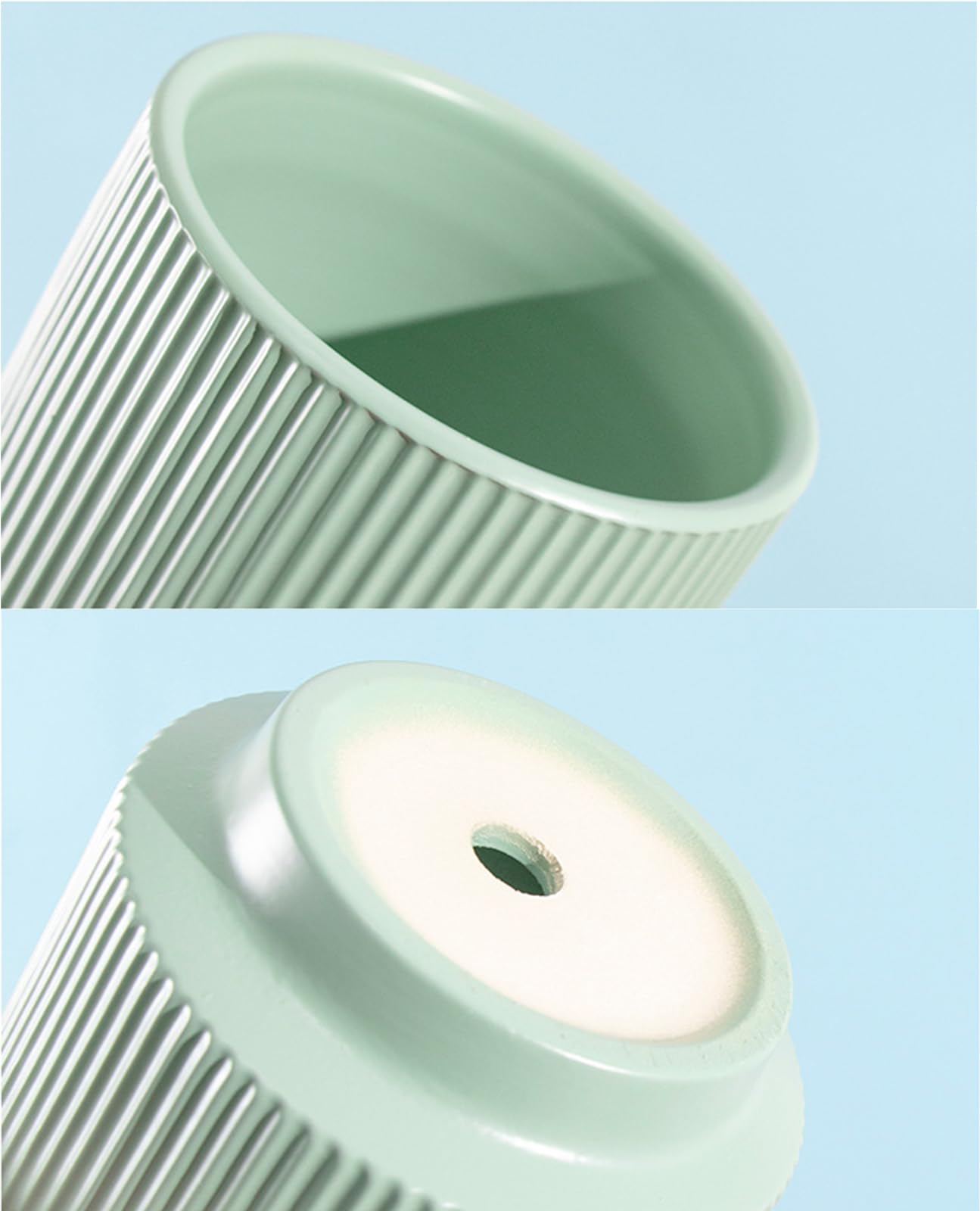 Puoyikt Ceramic 4.9+6.3 inch Planters, Modern Home and Office Flowerpot, Indoor and Outdoor Flowerpot with Drainage Hole (Green)
