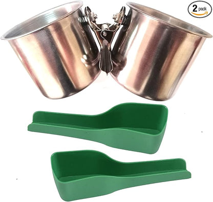 Parrot Feeding Cups Bird Feeding Double-Sided Cup with Clamp Holder Fit for Bird Wooden Perch