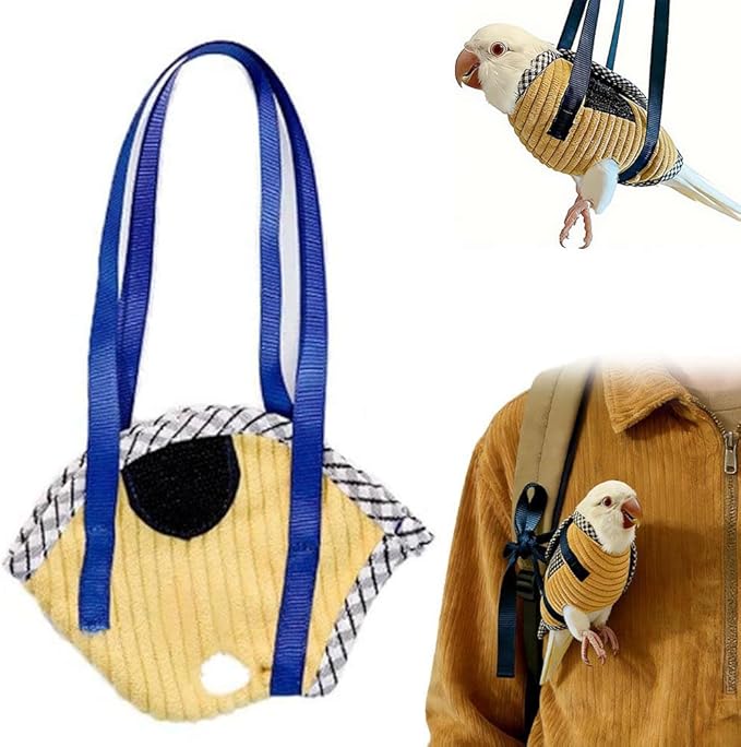 Bird Travel Carrier, Portable Bird Bag with Escape Resistant Outdoor Harness Vest for Small Medium Parrots, Cockatiel, Budgie, Ideal for Travel and Outdoor Adventures (M) (8.5cm)
