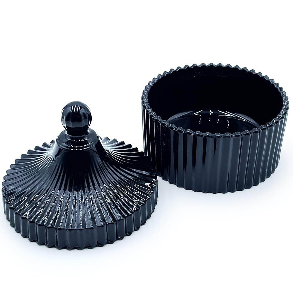 YILUSHENGHUA Colorful Glass Jar With Lid,Halloween Candy Dish,Candy Cookie Jars,Jewelry Box,Decorative Jar(Black)