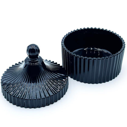 YILUSHENGHUA Colorful Glass Jar With Lid,Halloween Candy Dish,Candy Cookie Jars,Jewelry Box,Decorative Jar(Black)