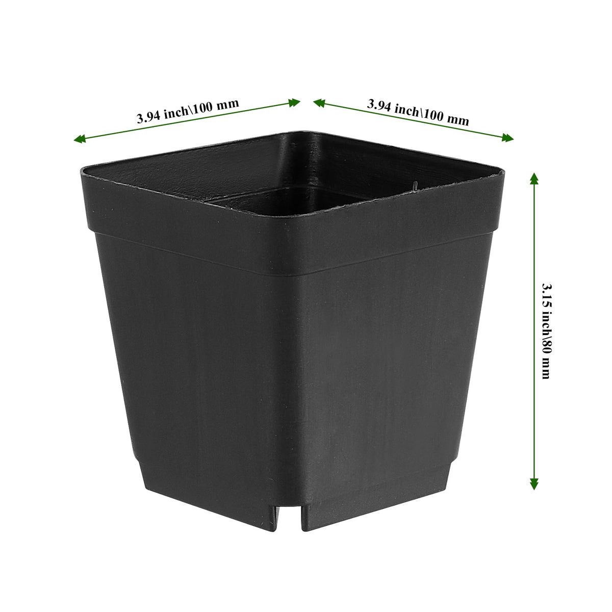 MAHIONG 150PCS 4 Inch Square Nursery Plant Pots, Plastic Plant Seedling Pots with Drainage Holes, Black Plant Seedling Pots for Starting Seedlings or Garden Plant