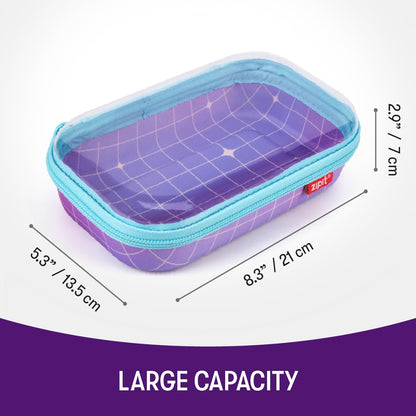 ZIPIT Clear Top Pencil Case for Girls, Durable Pencil Box for School, Large Capacity Stationery Case, Purple