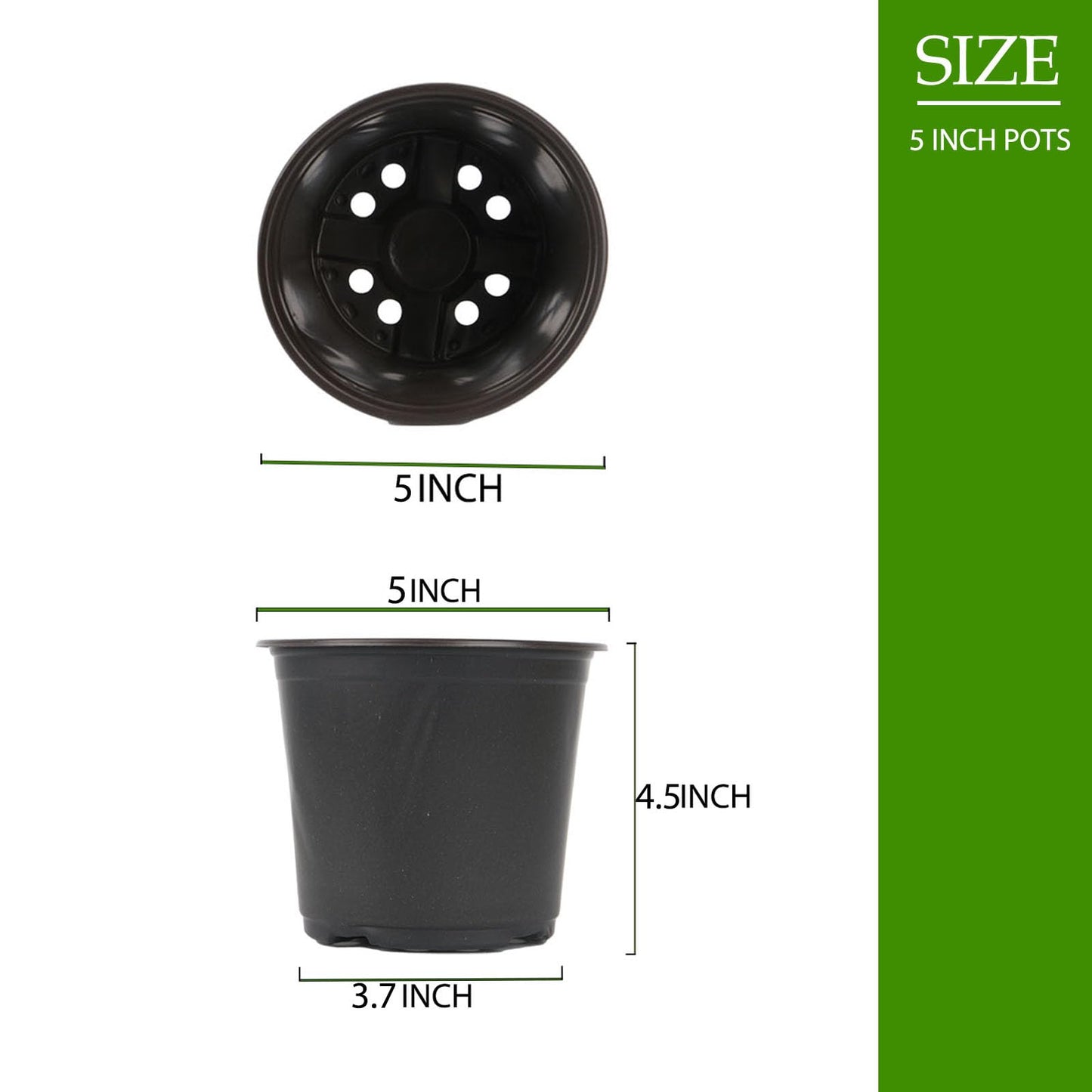TAQIXI 100 Packs 4 5 6 Inch Nursery Pots, Plastic Nursery Pots for Plants with Drainage Holes, Seed Starting Garden Pots of Flower Plant Container for Succulents, Transplanting (100, 5 Inch)
