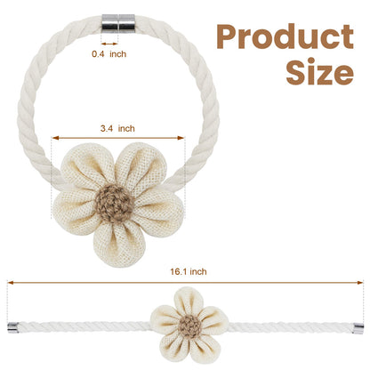 KLOGTSIND Magnetic Curtain Tiebacks, 4 Pack Flower Curtain Holdbacks for Draperies, Elegant Curtain Tie Backs for Boho Bedroom Decor, Toddler Girl Room Decor, Baby Nursery Decor