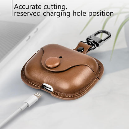 UMUBUHOMS Case for AirPods 4 Leather Cover Support Wireless Chargin, MagSafe with Keychain Airpods Strap - Compatible with AirPods 4th Generation (2024) Case (Brown)