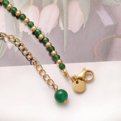 vissen Beaded Green Natural Stone Bracelet For Women Green Crystal Bracelet Gold Plated Bracelets Adjustable Jewellery