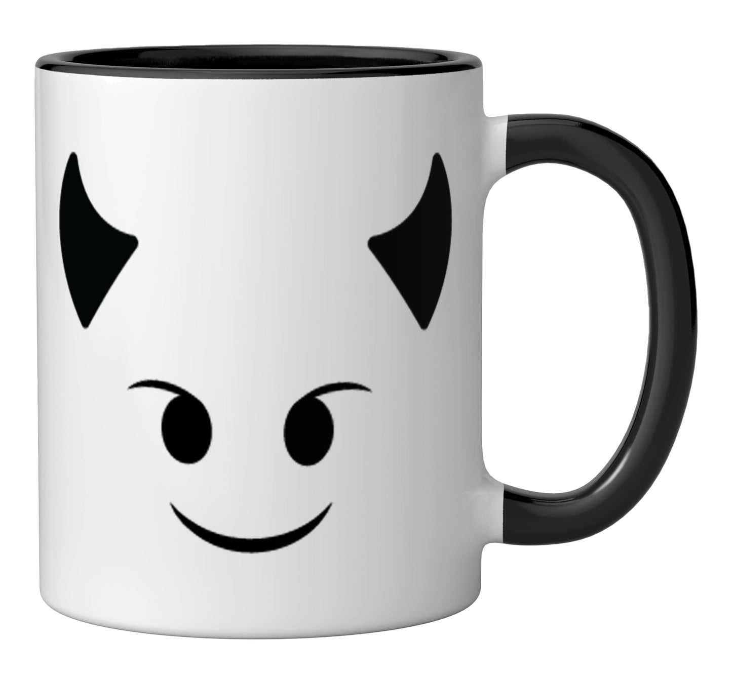 Devil Emoticon Costume Devil Emoticon Shirt Red Halloween Ceramic Mug, Black/White