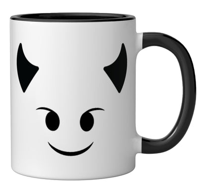 Devil Emoticon Costume Devil Emoticon Shirt Red Halloween Ceramic Mug, Black/White