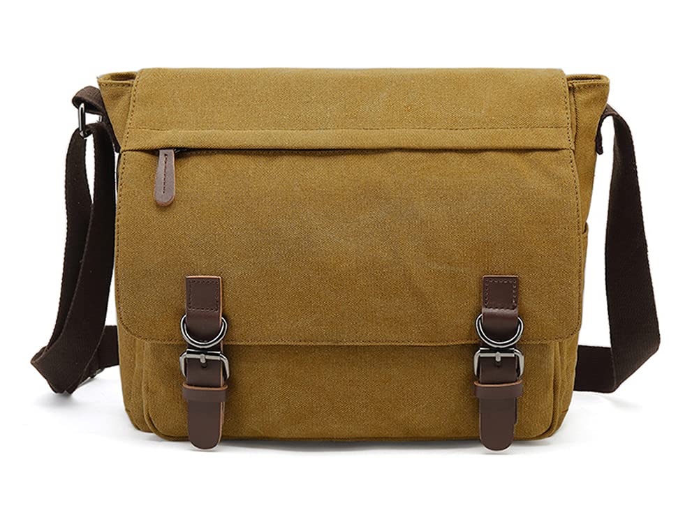 Sechunk Canvas Vintage Messenger Bag Shoulder bag Leather Cross body bag Large Travel Crossbody bags for men women 13inch Laptop