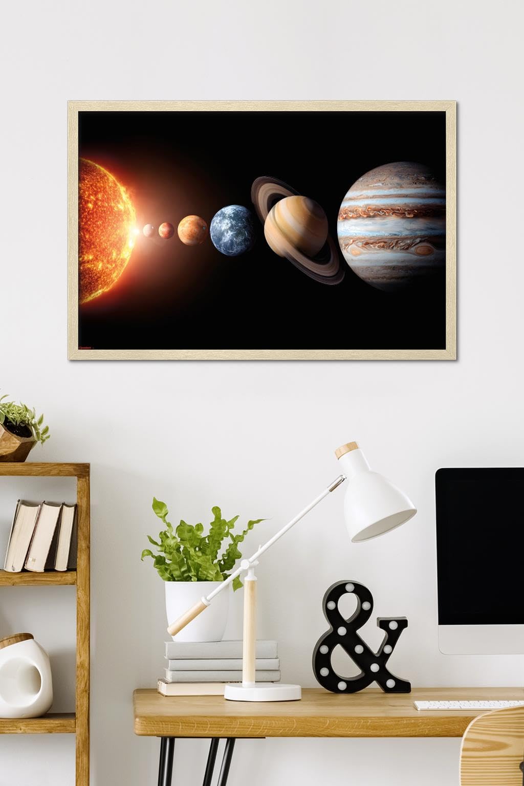 Science - Solar System Planets 26 Wall Poster, 34L" x 22.4W", Blonde Framed Version
