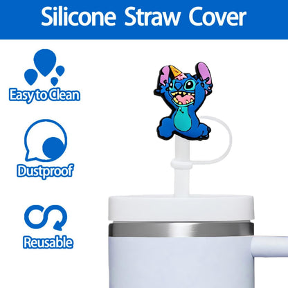Cartoon Straw Covers Cap for Tumblers Cup, 20Pcs 10mm Diameter Straw Covers, Straw Tip Covers for Drinking Straws, Dust-Proof Reusable Straw Covers Accessories