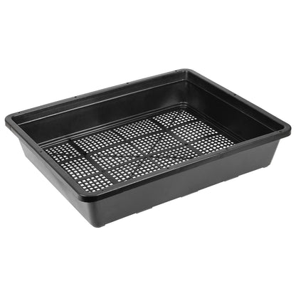 SINJEUN 15 Pack Mesh Bottom Seed Starter Trays, 15 x12 Inch Plastic Plant Tray Mesh Plant Germination Trays for Microgreens, Black