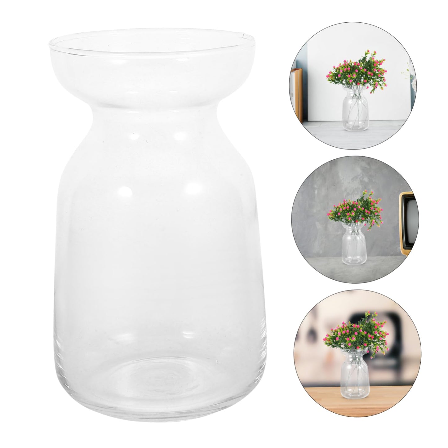 GLEAVI Clear Glass Vase for Hydroponics and Floral Arrangements Elegant Desktop Decorative Centerpiece for Home and Office for Plant Container and Terrarium Display