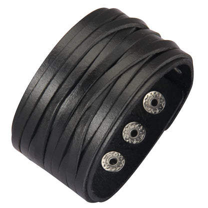 GelConnie Punk Leather Bracelet Cuff Bangle Multi Straps Wristband Adjustable Wrap Bracelets for Men, Women LPB2221-1