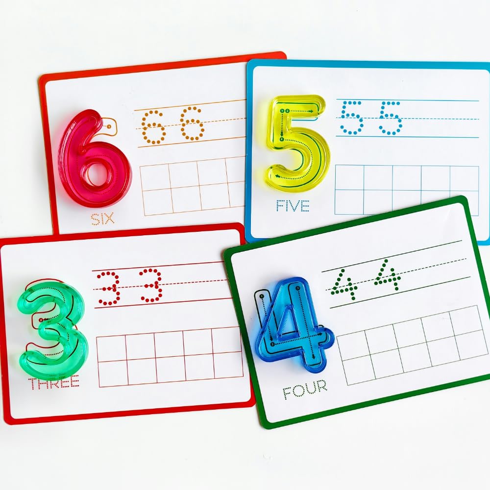 Math Task Boxes Set of 5 Math Manipulatives Themes 230+ Pieces of Number Rods, Base Ten Blocks, Ten Frame Disc Counters, Place Value Blocks, 0-9 Numbers, 3D Shapes, Activity Cards (Numbers)