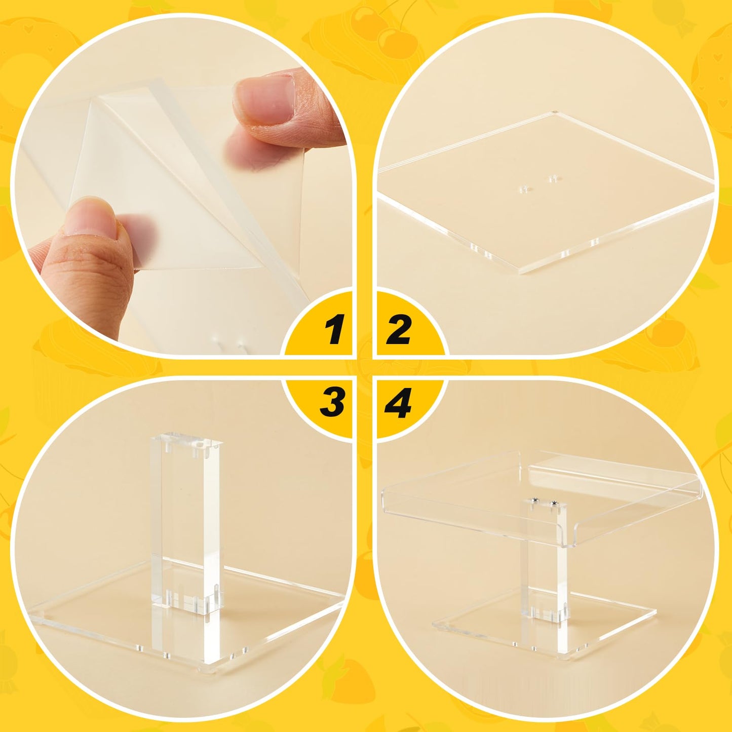 Ripeng 5 Tiered Dessert Table Display Set Buffet Riser Clear Acrylic Dessert Cupcake Stand Riser Bulk 5 Size Party Stand Food Treat Cookie Platter Pastry Serving Tray(8, 8.5, 9, 9.5, 10 Inch)