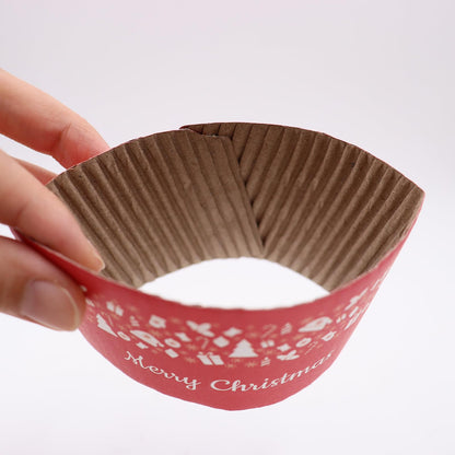 EchoDone Christmas Disposable Coffee Cup Sleeves Paper Corrugated Cup Jackets 200 Count Christmas Tree, Elk Pattern Fit for 90mm Diameter Cups 10oz 12oz 16oz (Without Cups)