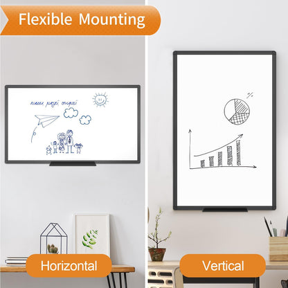 VIZ-PRO Magnetic Dry Erase White Board, 60 X 40 Inches, Black Aluminium Frame