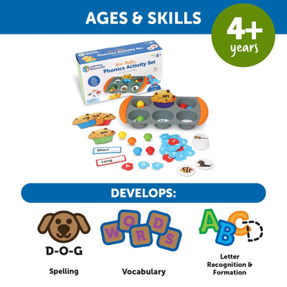 Learning Resources Mini Muffin Phonics Activity Set, Preschool Toys, Preschool Learning Activities, Play Food, Kindergarten Toys, Ages 4+,70 Pieces