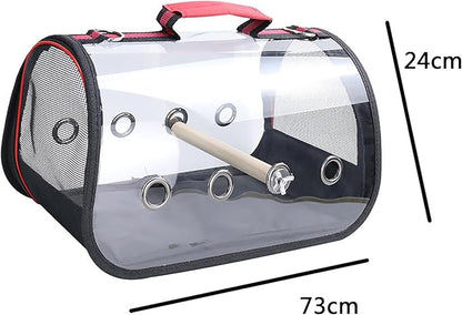 Lightweight Portable Pet Bird Travel Cage, Breathable Bird Carrier Backpack, Parrot Carry Bag with Visible Window Large Space, Shoulder Strap and Standing Perch, for Small Birds