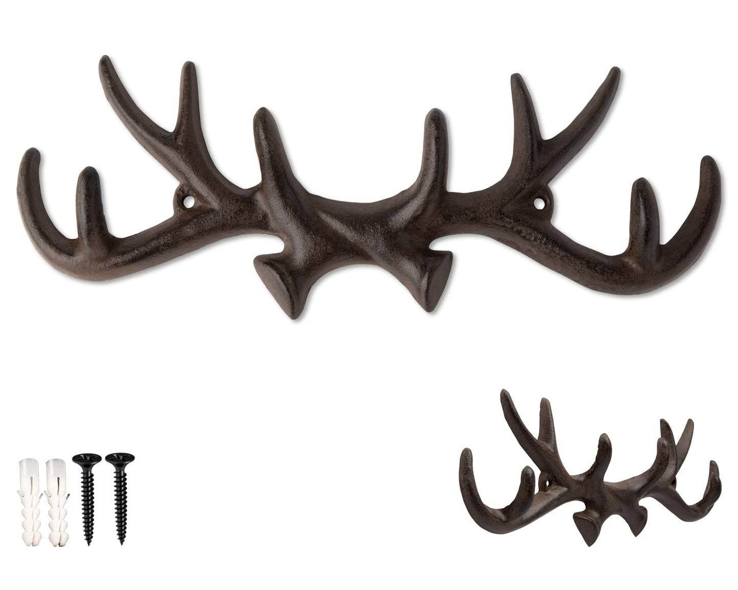 Comfify Rust Brown Cast Iron Deer Antlers Wall Hooks – Cabin Lodge Decor