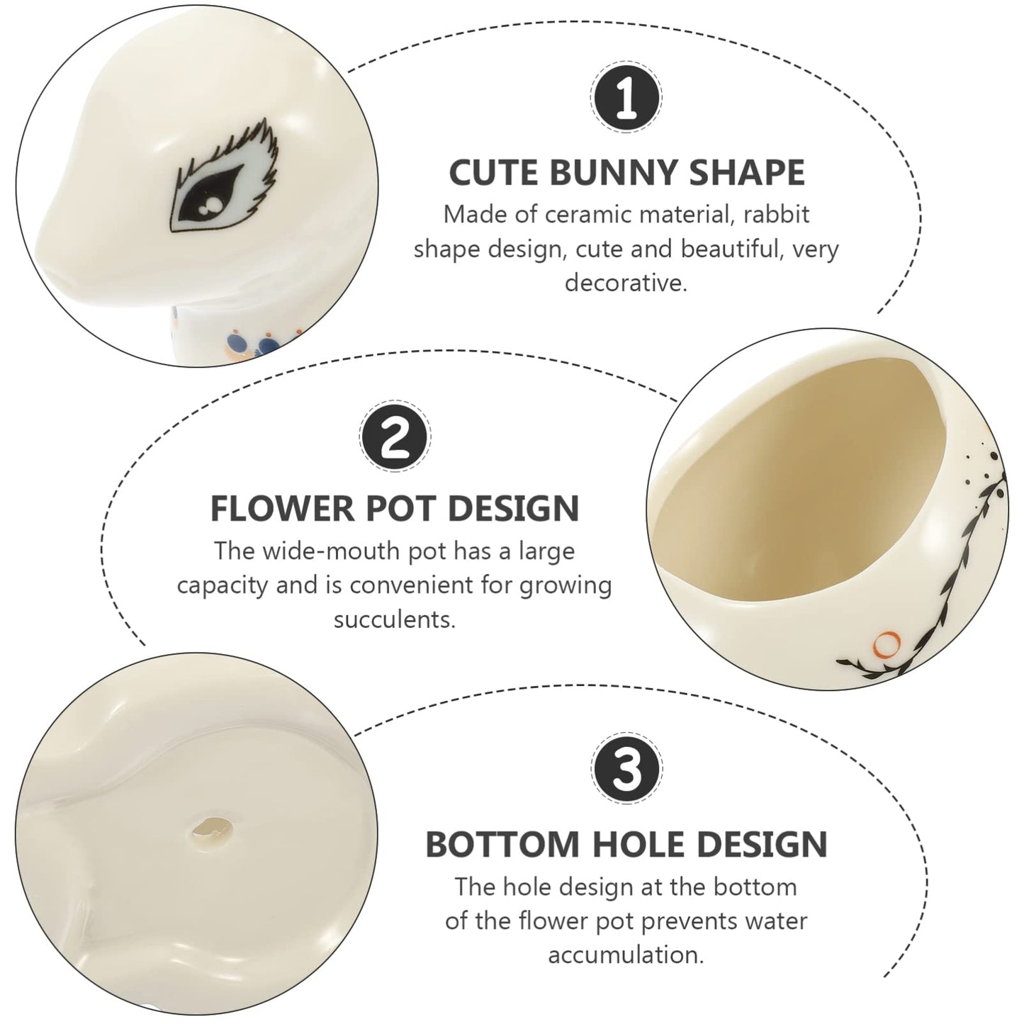 GANAZONO Flower Pots Mini Ceramic Bunny Planter Decorative Cartoon Rabbit Small Flower Pot Succulent Planter for Succulent Plant Cactus Flower Style 2 Animal Succulent Pots