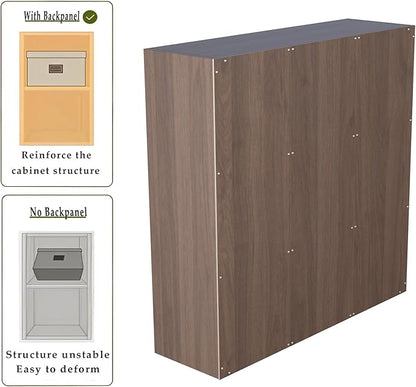 OSCHF 9-Cube Storage Shelf Bookcase - Wooden 3-Tier Floor Standing Open Bookshelf for Home and Office, Cuby Orgainzer, Walnut