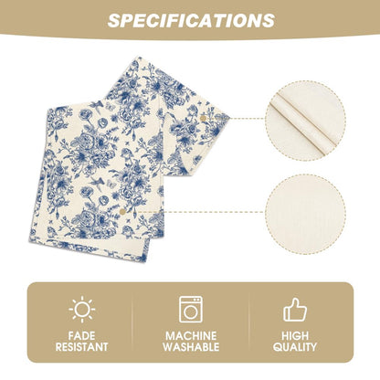 Artoid Mode Spring Navy Blue Floral Chinoiserie Table Runner, Seasonal Summer Kitchen Dining Table Decoration for Home Party Decor 13x90 Inch