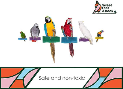 Sweet Feet and Beak Comfort Grip Safety Perch for Bird Cages - Pedicure Perch for Birds to Keep Nails and Beaks in Top Condition - Safe Easy to Install Bird Cage Accessories XL 13.5" - Green