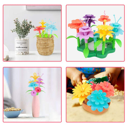 CENOVE Birthday Toys Gift for 3 4 5 6 7 Year Old Girls and Boys,Flower Garden Building Toy with Carry Box, STEM Toys for Preschool Children Educational Activity(130 Pcs)