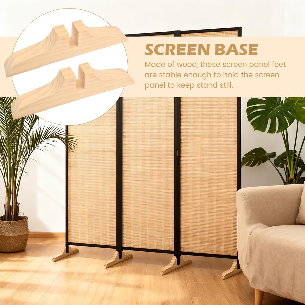 5pcs Folding Room Divider Stand with Screws and Screwdriver,Wooden Rooms Divider Stand,Folding Privacy Screen Holder, Room Screen Holder Feet Partition for Hotel Home Office