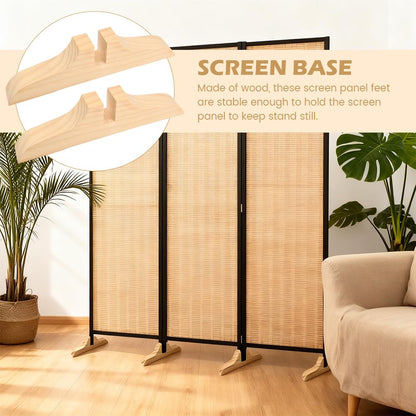 5pcs Folding Room Divider Stand with Screws and Screwdriver,Wooden Rooms Divider Stand,Folding Privacy Screen Holder, Room Screen Holder Feet Partition for Hotel Home Office