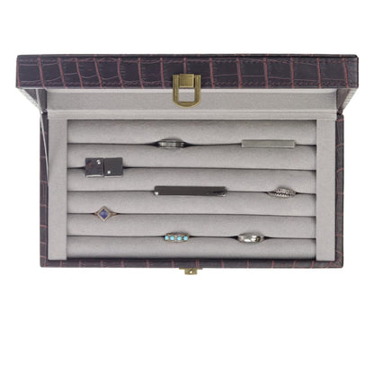 Decorebay Iconic Vegan Crocodile Leather Cufflink, Ring Storage Box and Organizer