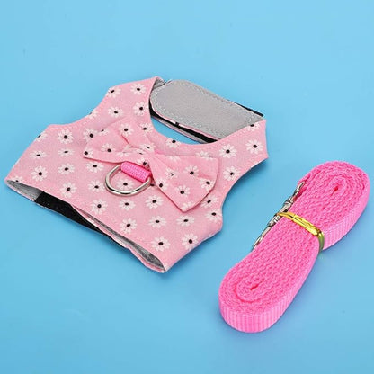 GLOGLOW Small Pet Leash Vest, Soft Fabric Rabbit Harness and Guinea Pig Carrier for Small Pets with Adjustable Straps, Great for Indoor and Outdoor Activities (L)