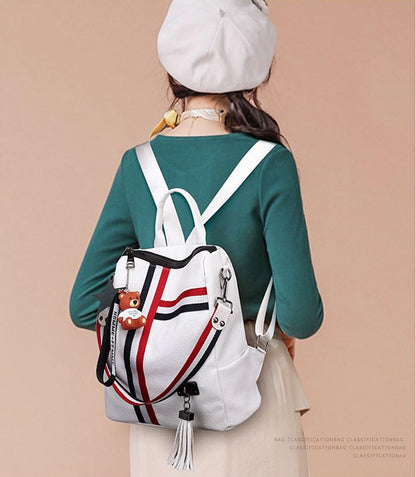 Taremoci Fashion PU Leather Backpack Purse for Women Travel Backpack Bag with Tassel Ladies Shoulder Handbags Casual Daypack