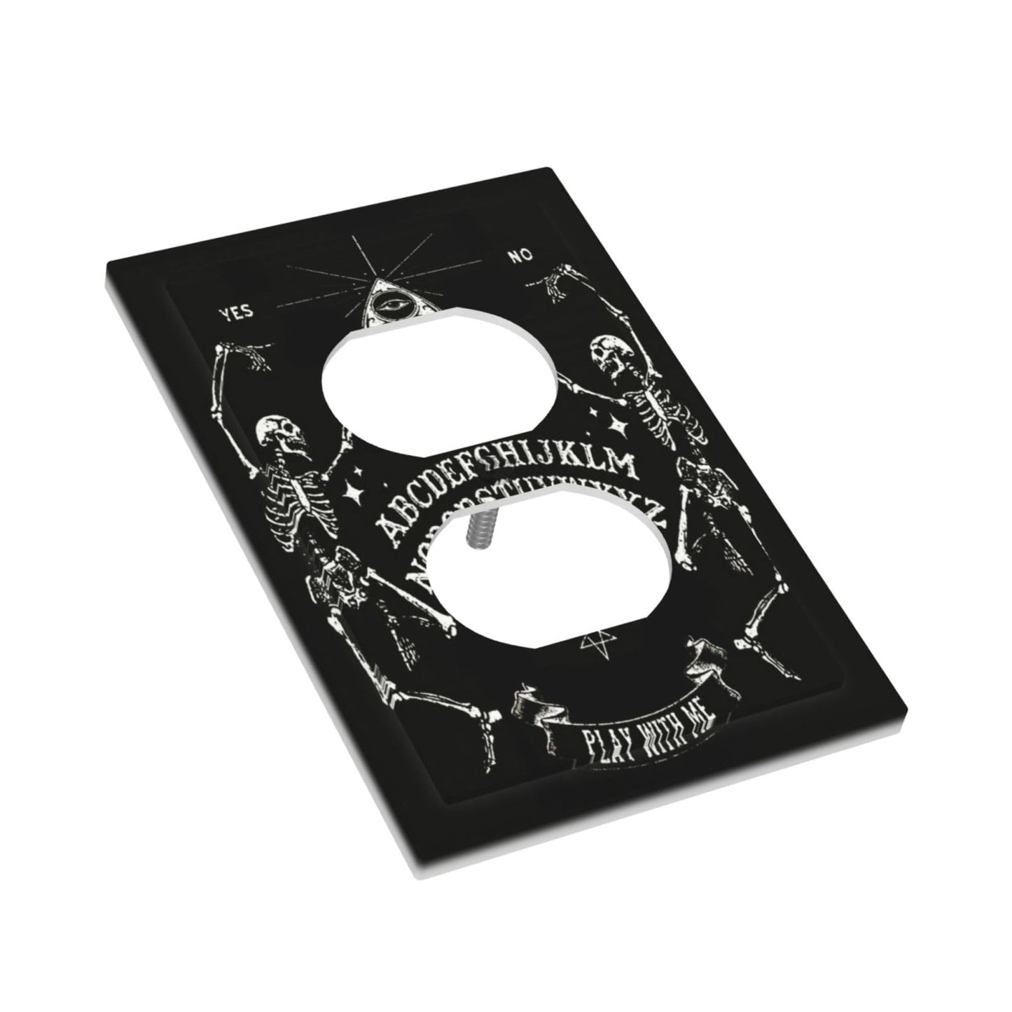 Decorative Dark Skull Gothic Skeleton Duplex Wall Plate 1-Gang Receptacle Outlet Cover Cool Halloween Funny Hippy Mystic Eyes Lovers Aesthetic Electrical Light Faceplate Switch Plate Covers