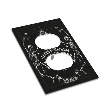 Decorative Dark Skull Gothic Skeleton Duplex Wall Plate 1-Gang Receptacle Outlet Cover Cool Halloween Funny Hippy Mystic Eyes Lovers Aesthetic Electrical Light Faceplate Switch Plate Covers