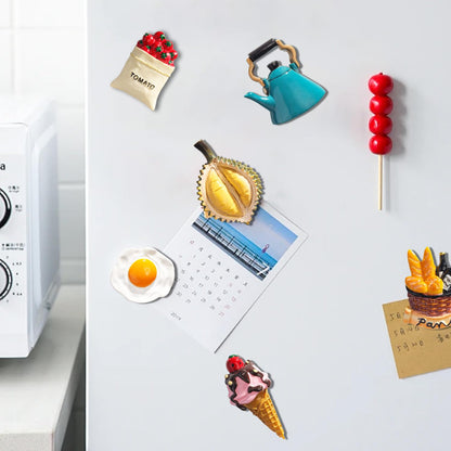 10 Pcs Food Refrigerator Magnets, 3D Resin Food Fridge Magnets, Cute Funny Breakfast Fridge Magnets for Refrigerator Microwave Whiteboard Home Decor