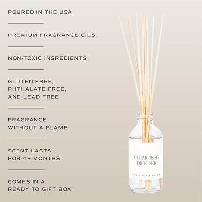 Sweet Water Decor Relax Girl Clear Reed Diffuser Set – Aromatherapy Home Fragrance with Peppermint, Cedar, Clove & Eucalyptus Notes – Long-Lasting Scent for Bedroom & Bathroom – Lasts Up to 4 Months