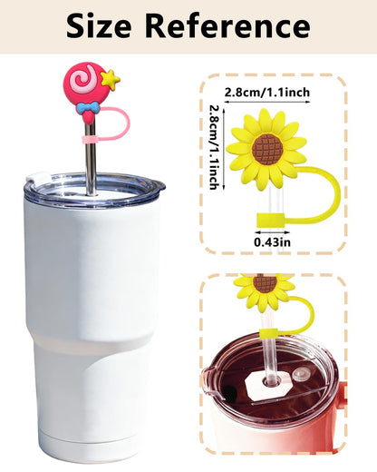 Silicone Straw Toppers for Stanley Cup, 30 Pack Random Reusable Dust-Proof Cover Caps, Tumbler Straw Accessories, Compatible with 30-40 oz Cups