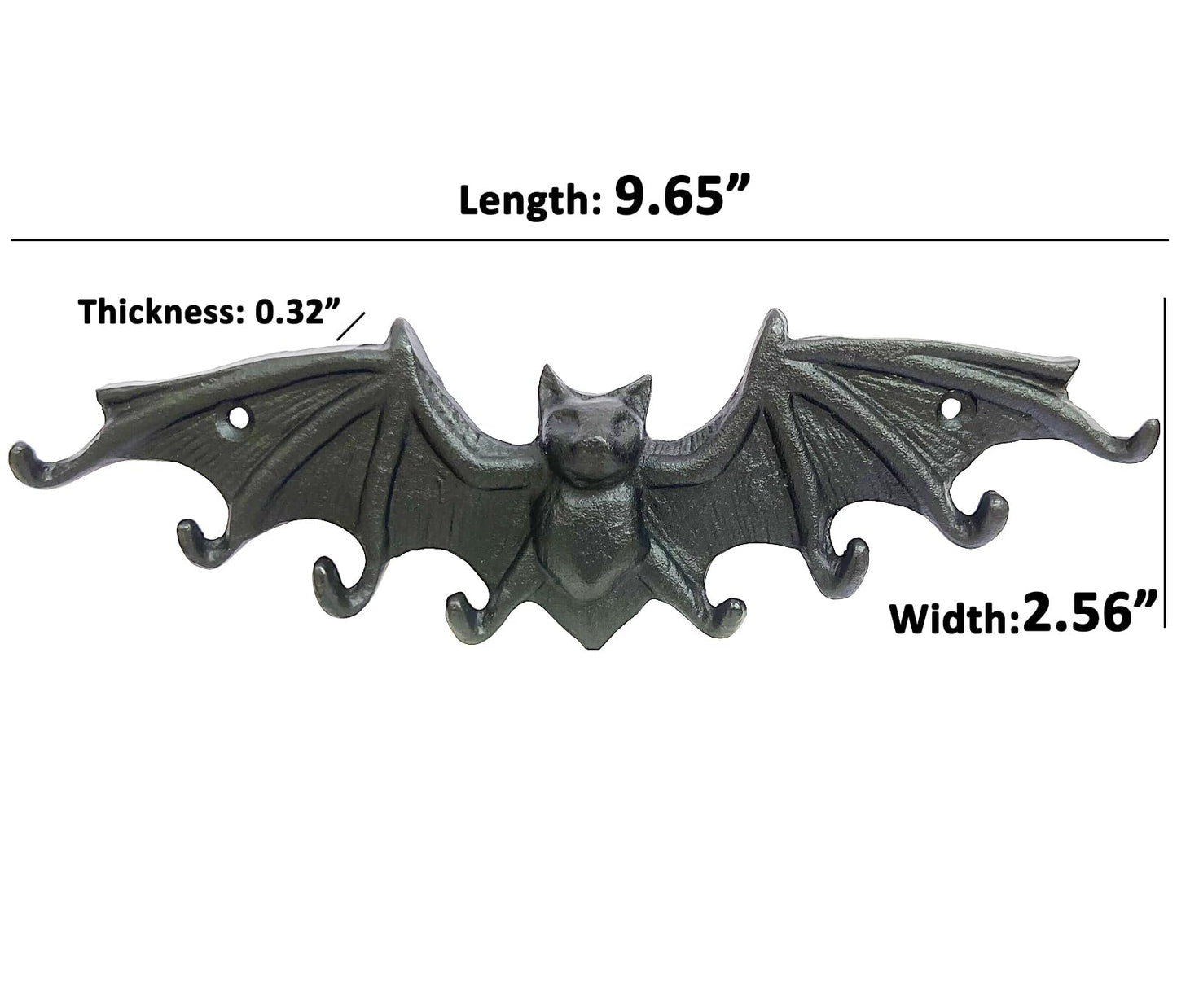 Bat Key Hooks Gothic Bat Key Rack Wall Mount Casting Iron Rustic Decorative Hooks for Keys Bag Purse Towel Umbrella Dog Leash Hooks
